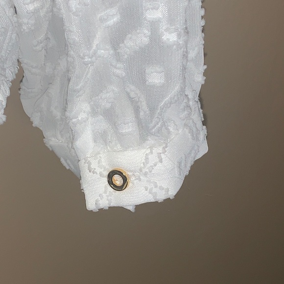 Talbots Classic White Textured Blouse - Picture 4 of 5